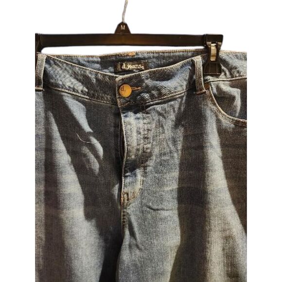 d.jeans Denim - T14 D. Jeans Womens 22W Blue Med Wash High Rise Stretch Denim Raw Hem Relaxed
